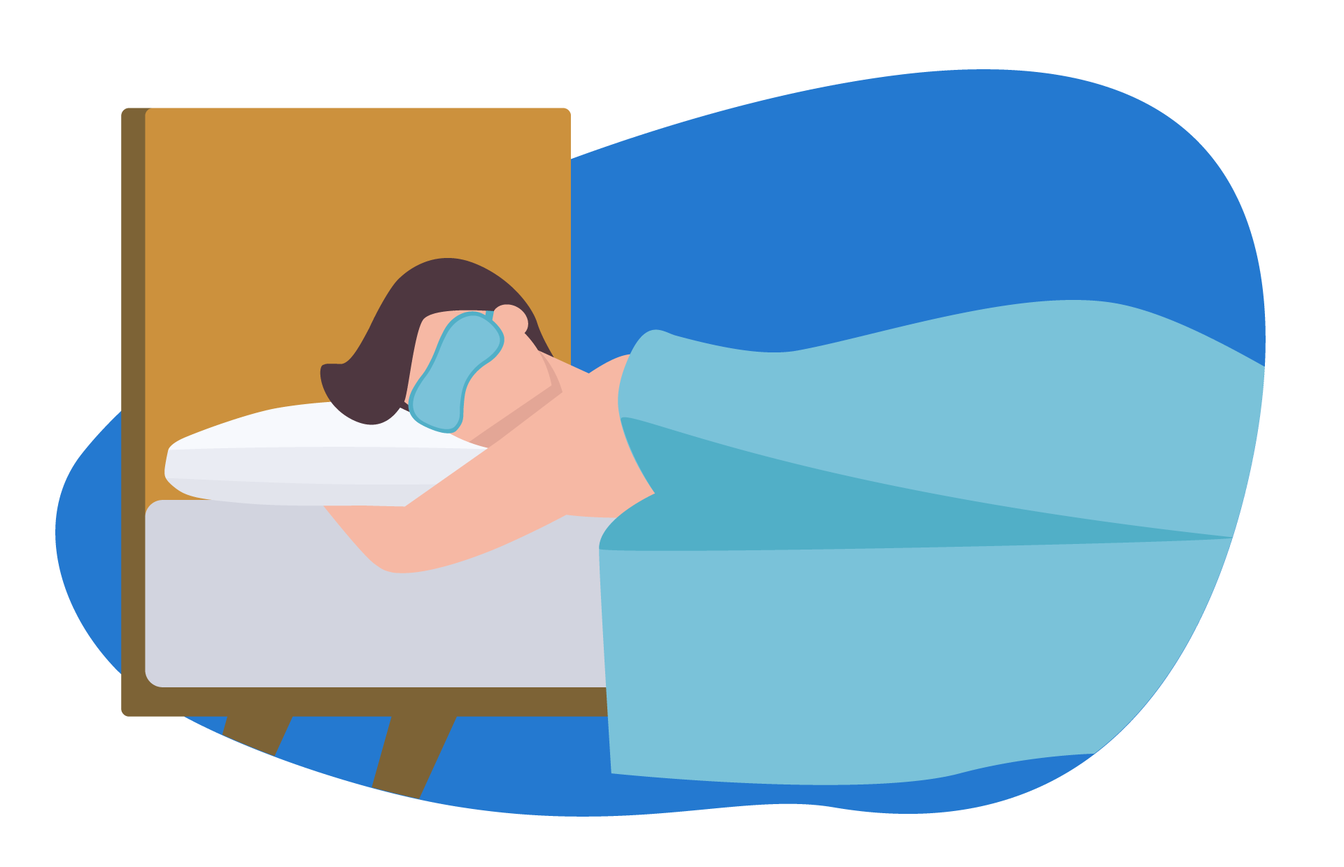 Ilustração de uma pessoa a dormir de mascara